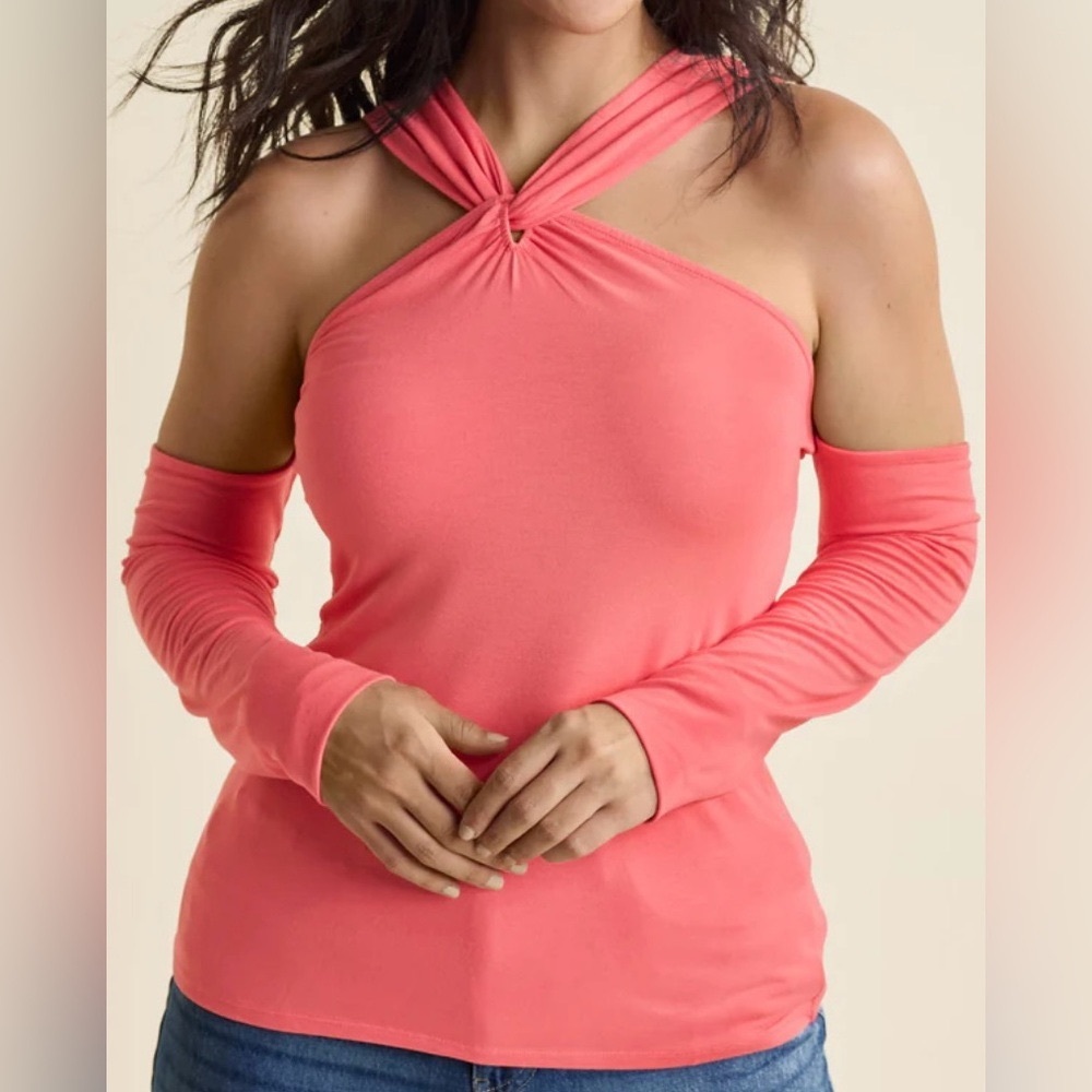 Coral Off-Shoulder Women's Top